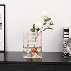 Book Vase for Flowers, Glass Book Vase, Book Flower Vase, Clear Book Vase, Book Shaped Vases, A Book About Flowers Vases for Bedroom, Living Room, Office, Bookshelf (Women)