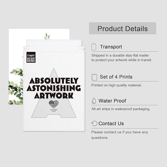 SIGNWIN Poster Bathroom Decor 8"x10", Wall Art Room Decor Multicolor for Living Room, Bedroom, Office Green Pastel Forest Fern Leaf Collage Nature Garden Illustrations Plant Art Botanical