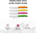 Victorinox Swiss Classic Paring Knife Set - Superior Kitchen Knives for Cutting Fruit, Vegetables & More - Cooking Knives for Kitchen Accessories - Multicolored 4-Piece Set, Serrated Edge, 4.3"