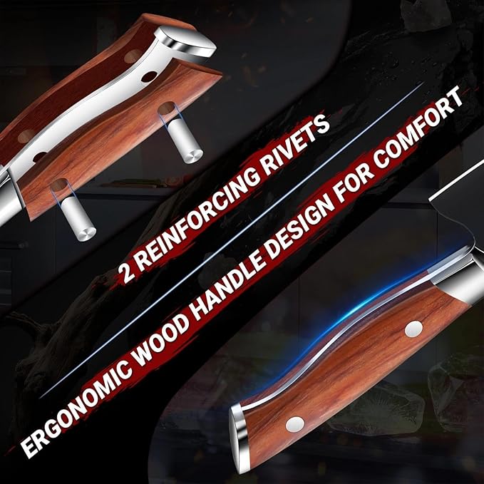 TIVOLI Chef Knife, 8 Inch Professional Cooking Knife, High Carbon Steel Ultra Sharp Deep Cutting Knife with Full Tang Ergonomic Wood Handle, Gift for Men Women Christmas