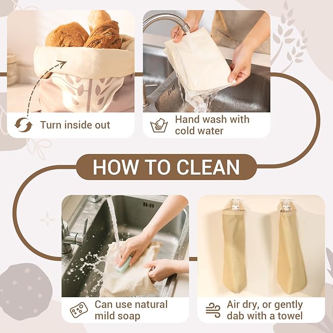 Reusable Beeswax Bread Bags for Homemade Bread (2 Pack) – Extra Thick Cotton, XL Natural Cotton Beeswax Bags, Sourdough Bag, Beeswax Bag, Sourdough Storage,