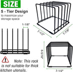 5-Tier Dish Rack & Cutting Board Organizer – 5-Tier Metal Rack for Cutting Boards, Bakeware, Trays – Space-Saving Kitchen Storage, Rust-Resistant Dish Organizer for Cabinets, Countertops & Pantry