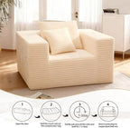 Single Sofa Foam Couch Sofa for Small Spaces, Giant Bean Bag Chair, Comfy Sofas with Removable Cover Furry Couch Pillows for Living Room, Bedroom, Apartment, Dorm, Office