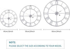 Large Wall Clock, Metal Retro Roman Numeral Clock, Modern Round Wall Clocks Almost Silent, Easy to Read for Living Room/Home/Kitchen/Bedroom/Office/School Decor (Silver, 16 Inch)