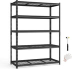 SONGMICS 5-Tier Storage Shelves, Heavy-Duty Garage Shelving, Adjustable Shelving Unit, Steel Shelf, Boltless Assembly, for Garage, 2,200 lb Load, 24 x 48 x 72 Inches, Ink Black UGLR454B01