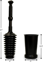 Master Plunger MP500-3TB Heavy Duty Bathroom Toilet Plunger Kit with Tall Bucket. Equipped with Air Release Valve, Black