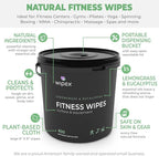 Wipex Yoga Mat Cleaner Gym Wipes - Plant-Based Lemongrass, Eucalyptus & Vinegar Wipes for Fitness Equipment & All Purpose Gym Cleaning - Safe for Peloton Bikes & Treadmills - 400 Count