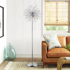 Airposta Crystal Floor Lamp - Elegant Standing Lamp, 69" Tall, Modern Design, 32 Firework Crystal Harnesses, Chrome Finish