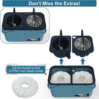 Spin Mop and Bucket,Mop Bucket with Separates Dirty and Clean Water,4-Chamber Mop and Bucket with Wringer Set for Home, Best Household Cleaning Tools with 6 Replacement Mop Heads,4X Wheel