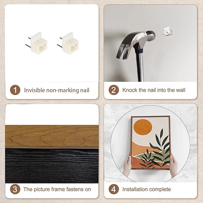 Bwodke Boho Wall Art, Framed Abstract Sun Wall Art, Botanical Canvas Wall Decor, Mid Century Line Leaf Geometric Pictures Set of 3, Minimalist Paintings, for Bedroom Living Room Bathroom 12"x16"