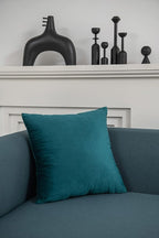 Throw Pillow Cases 20x20 Teal: 2 Pack Cozy Soft Velvet Square Decorative Pillow Covers for Farmhouse Home Decor