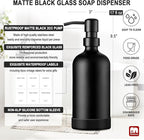 GMISUN Black Soap Dispenser with Silicone Sleeve Boot, 2 Pack Glass Bathroom Hand Soap Dispensers with Stainless Steel Pump, 17 Fl Oz Kitchen Hand and Dish Soap Dispenser Set, Liquid Dispensers Bottle