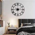 1st owned Large Wall Clock, Metal Retro Roman Numeral Clock, Modern Round Silent Wall Clocks, Easy to Read for Living Room/Home/Kitchen/Bedroom/Office/School Decor (Black, 32 Inch)