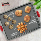 Boxiki Kitchen Nonstick Baking Sheet Pan – Heavy-Gauge Carbon Steel, Warp, Dent, and Rust-Resistant – Gourmet Rimmed Half Cookie Sheet Trays, Non-Toxic for Exceptional Baking Performance - 15x10 Inch
