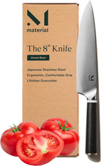 Material, The 8" Japanese Chef's Knife For Chopping & Cutting, Razor-Sharp Strong Blade, Carbon Stainless Steel, Almost Black