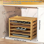 6 Tier Rubber Wood Tray Dividers for Cabinets, Heavy Weight Kitchen Vertical Tray Divider Organizer, Storing pans, Baking trays, Cutting Board(16.73" W x 14.13" H x 12.4" D)