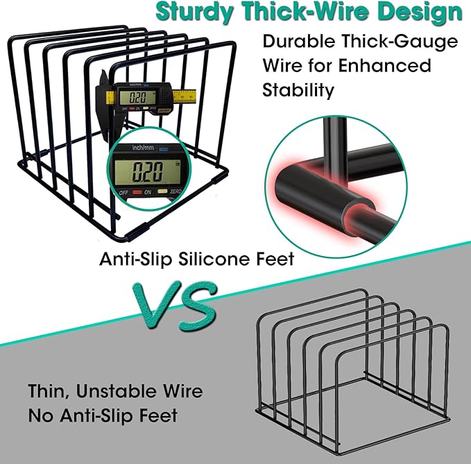 2-Pack Dish Rack & Cutting Board Organizer – 5-Tier Metal Rack for Cutting Boards, Bakeware, Trays – Space-Saving Kitchen Storage, Rust-Resistant Dish Organizer for Cabinets, Countertops & Pantry