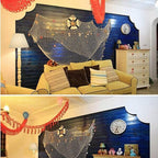 Nature Fish Net Wall Decoration with Shells, Ocean Themed Wall Hangings Fishing Net Party Decor for Pirate Party,Wedding,Photographing Decoration (Fishnet-2pack-Beige & Blue)