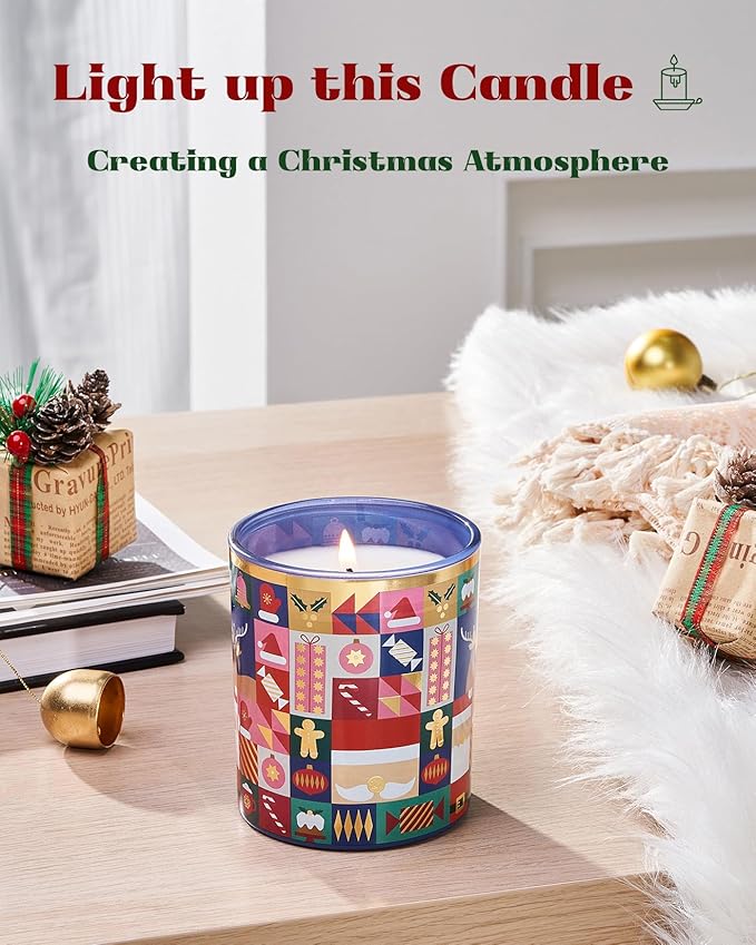 M&SENSE Magic Christmas 9.9oz All Natural Soy Wax Candle for Winter, 55 Hours Clean Non Toxic Scented Candle for Bathroom, Christmas Scented Gift for Celebration Holiday