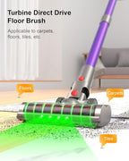 Cordless Vacuum Cleaner, 2 Batteries 120 Mins Runtime 45Kpa 550W, Stick Vacuum with Anti-Tangle Design, Self-Standing, Vacuum Cleaners for Home, Hardwood Floor, Carpet, Pet Hair