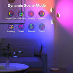 PARTPHONER RGB Tree Floor Lamp for Living Room, Stepless Dimmable Tall Standing Lamp with Remote, Touch Control and 3 Rotatable Light, Bright LED Lights for Bedroom with 4 Color-Changing, Gold