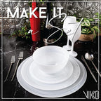 Vikko Charger Plates, Set of 6 White Alabaster Dinner Plates, 13" Plate with Marbelized, Swirl Design, Elegant Glass Charger, Dishwasher Safe