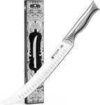 BRODARK Butcher Knife - 10" Curved Breaking Knife for Meat Cutting - High Carbon Stainless Steel, One Piece Design Scimitar Knives - NSF Certified, Shark Series