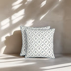 Ridhi Powder Blue Block Print Preppy Grandmillennial Pillow Cover Set of 2-20" x 20" Throw Pillow for Home White Floral Pillow Cover Grandmillennial Home Decor Thanksgiving