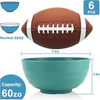 Wheat Straw Large Bowls 60 OZ, Popcorn bowl Bowls Set of 6, Unbreakable and Lightweight Large Serving Bowl for Kitchen, Dorm, Microwave and Dishwasher Safe Big Plastic Bowl Reusable - Green