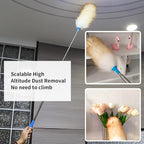 Wool Lambswool Extendable Cleaning Brush Duster 21.2-51.2in,Anti-Static with Stainless Steel Extension Pole,Comfortable Grips,for Office,Home,Car,Piano,Guitar and Other Stringed Instruments