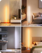 EDISHINE Modern Minimalist Floor Lamp, 2-Pack Adjustable Led Corner Lamps, Dimmable with 7 Color Temperatures (3000K-6000K), 57.5" Height for Bedroom, Living Room, Office, Silver