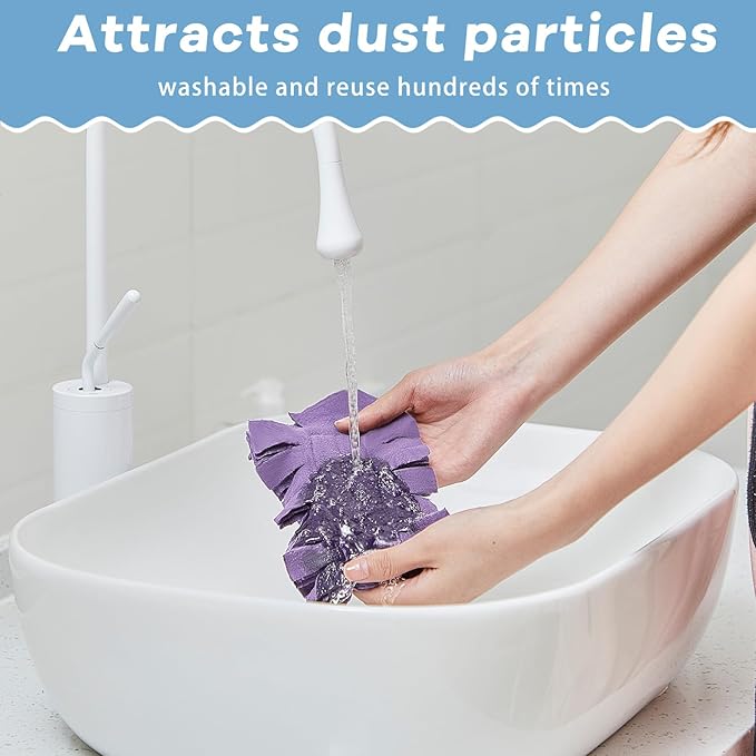 Zubebe 12 Pcs Duster Refill Reusable Fleece Duster Refills Feather Flat Dusters Multi Surface Washable Cleaning Pads Tools for Home, Blinds, Car, Pet, Furniture, Fans (Rainbow Colors)