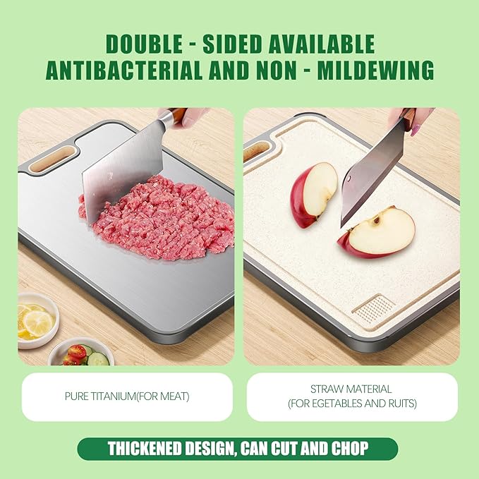 Titanium Cutting Board, Pure Cut Titanium Cutting Boards for Kitchen, Food-Grade Chopping Board for Cutting Fruit Meat Vegetable, Dishwasher Safe Easy to Clean, 15×10 Inch