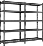 SONGMICS 5-Tier Storage Shelves, Heavy-Duty Garage Shelving, Adjustable Shelving Unit, Steel Shelf, Boltless Assembly, for Garage, 2,250 lb Load, 18 x 72 x 72 Inches, Ink Black UGLR453B02