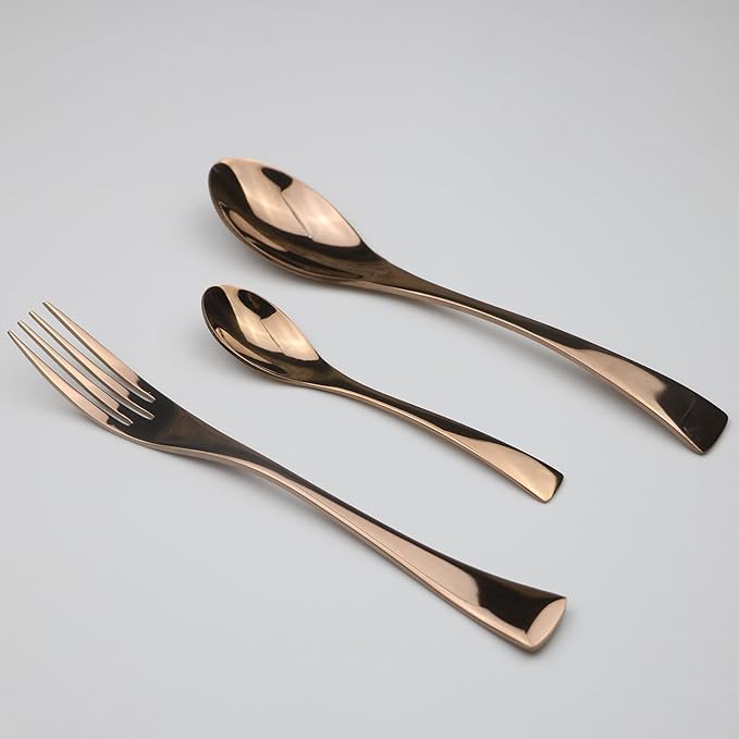 Luxury 4-Piece 18/10 Stainless Steel Flatware Set, Mirror Polishing Rose Gold