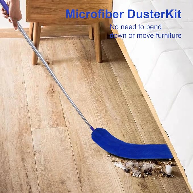 Dusters for Cleaning, 9 in 1 Kit 100” Feather Duster with Extension Pole, Retractable Bendable Washable, Cobweb Duster Chenille Gap Dust Brush Blind Duster for Cleaning High Ceiling Fans