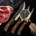 UniqueFire Chef Knife set 3 Pcs, Professional Kitchen Knives set, Sharp Butcher knife sets, Hand-forged High Carbon Steel Meat Cleaver knife, Ergonomic Wood Handle with Gift Box for Home & Restaurant