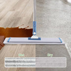 CQT Commercial Flat Microfiber Floor Mop Cleaning System 18" Inch Wet Dry and Dust Hardwood with 4 Washable Pads Cleaner for Laminate Tile Stainless Steel Handle and Extension (PT13-Blue)