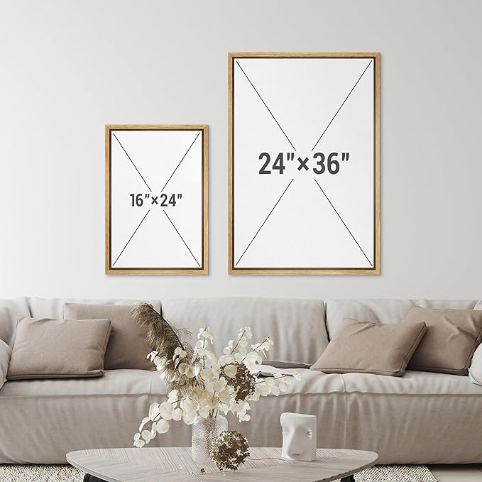 SIGNFORD Framed Canvas Print Wall Art Set Earthy Tones Abstract Layers Modern Brown and Blue Color Block Illustrations Modern Art Decorative for Living Room, Bedroom, Office - 24"x36"x2 Natural