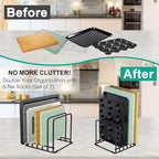 2-Pack Dish Rack & Cutting Board Organizer – 5-Tier Metal Rack for Cutting Boards, Bakeware, Trays – Space-Saving Kitchen Storage, Rust-Resistant Dish Organizer for Cabinets, Countertops & Pantry