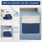 Large Fabric Storage Baskets | 50L Storage Bins, Decorative Linen Closet Baskets with Handles for Organizing, Shelf, Toys, Clothes, Home, Office, Nursery, 17x12x15Inches (Navyblue&White)