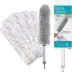 Bona High Performance Dusting System - 1 Compact Handle, 5 Disposable Dusters, & 1 Reusable Duster - Compact Dusting Kit Removes Dust & Pet Hair
