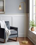 Oneach 63.75" Gold Floor Lamp for Living Room, Industrial Floor Lamp with 4W LED Bulb, Standing Lamp with Footswitch, Modern Floor Lamp for Bedroom Pole Lamp for Office Study Room Hotel