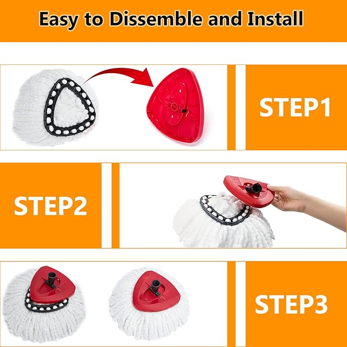 8-Pack Spin Mop Replacement Heads for O Cedar, 100% Microfiber Mop Head Replacement Fits Triangle Mop Replace, Easywring 1-Tank System, 360 Degree Spin Refill for Easy House Cleaning Floor Mopping