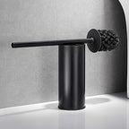 Freestanding Toilet Brush Holder for bathrooms 304 Stainless Steel Toilet Brush Stand Round Storage and Organization Rust Resistant 18-inch high Matte Black Finished
