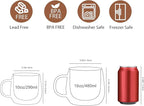 CNGLASS 16oz Double Walled Glass Coffee Mugs(2-pack),Large Clear Coffee Cups with Handle,Glass Espresso Mugs for Latte,Cappuccino,Tea