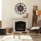 1st owned Wall Clock for Living Room -13" Silent Non Ticking,Battery Operated,Black Metal, Antique Wood Clocks for Farmhouse,Dining Room,Bedroom,Kitchen Clock Wall Decor- Arabic Numerals