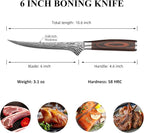 Sunnecko Boning Knife with Pakkawood Handle,6 inch High Carbon German Stainless Steel Fillet Knife for Meat and Poultry