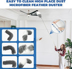 9Pcs Dusters for Cleaning Kit, Extendable Microfiber Duster Tools with 100" Long Pole, Retractable Gap Bendable Dust Cleaner, Reusable Washable Cleaning Supplie for Ceiling Fan Furniture Cars and Home