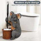Toilet Brush Holder Set For Bathroom Super Cute Koala Base Solidly Toilet Bowl Brush And Holder Flexible And Durable Style Stylish Toilet Cleaner Brush Saving Storage Space Toilet Brushes For Bathroom